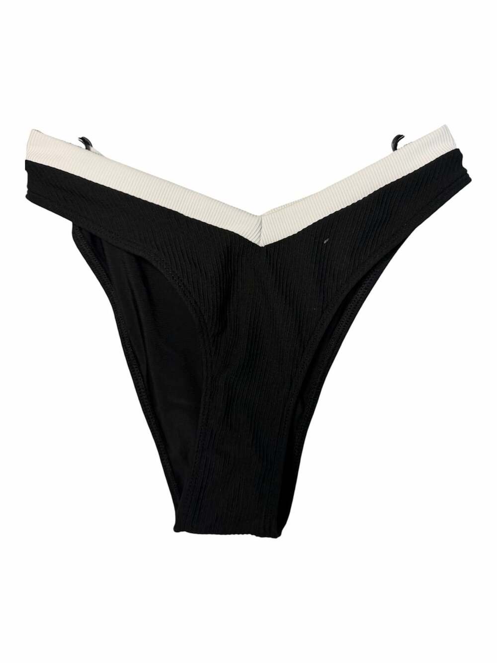 Berlook Black and White Ribbed V-Cut Bikini Bottoms Size S